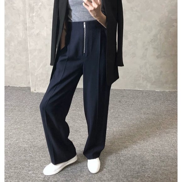 Old Celine-style zipper front tailored trousers size 26 medium - Picture 2 of 9